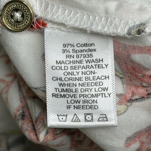 Susan Graver Top 14 Equestrian Chain Print Coastal Starfish Stretch Button Front - Picture 5 of 12